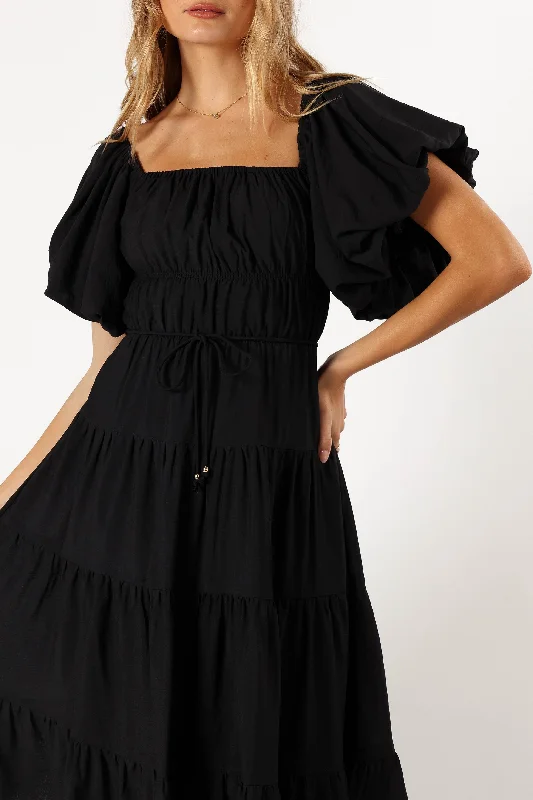 Julie Off Shoulder Midi Dress - Black