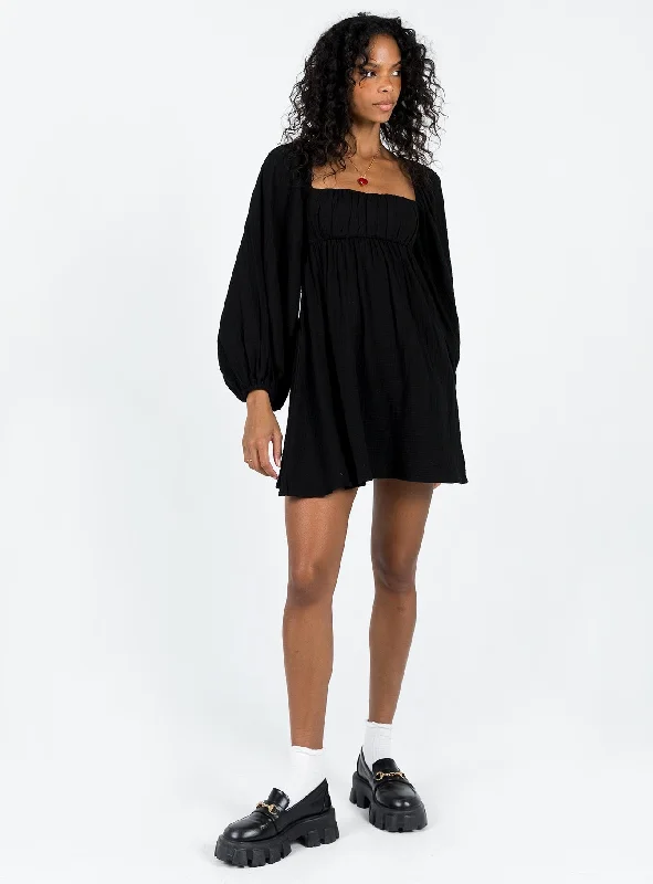 Let's Dance Mini Long Sleeve Dress Black