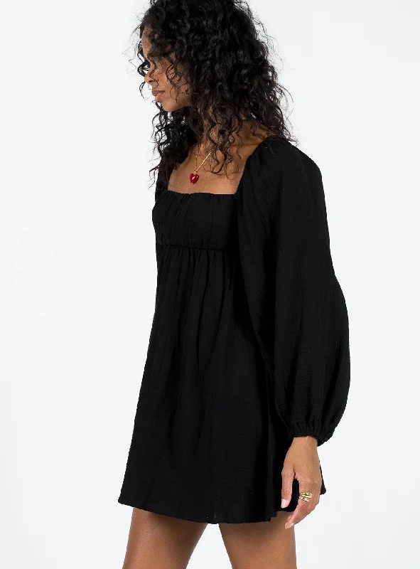 Let's Dance Mini Long Sleeve Dress Black