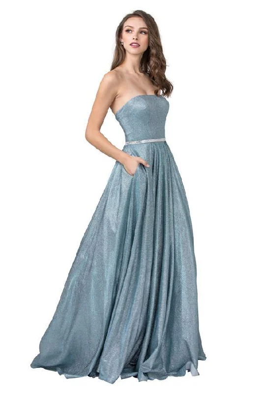 Long Formal Strapless Glitter Evening Prom Ball Gown