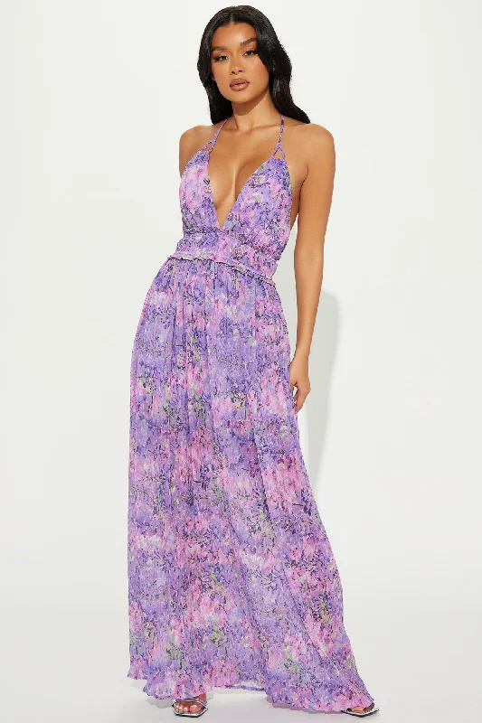 Marissa Chiffon Maxi Dress - Lavender/combo