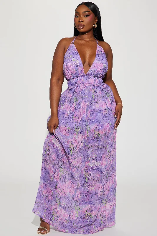 Marissa Chiffon Maxi Dress - Lavender/combo