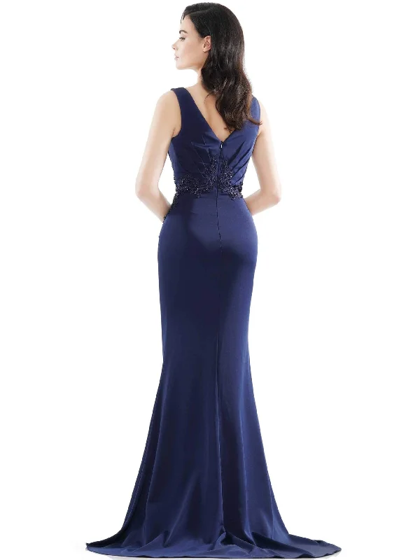 Marsoni by Colors - MV1054 Embroidered V-neck Trumpet Dress