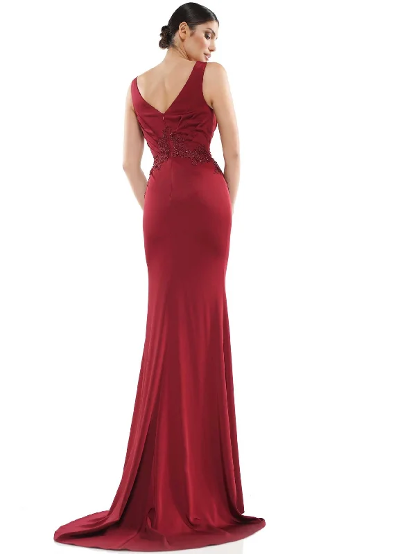 Marsoni by Colors - MV1054 Embroidered V-neck Trumpet Dress