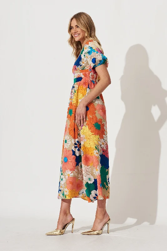 Mel Maxi Dress In Bright Multi Floral