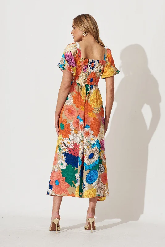 Mel Maxi Dress In Bright Multi Floral