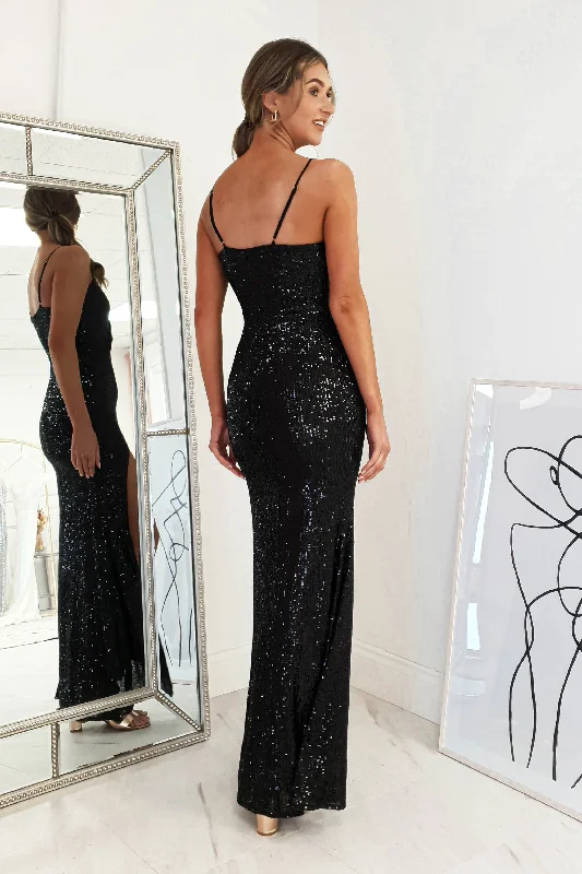 Mulan Sequin Gown | Black