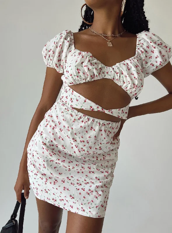 Nakita Mini Dress White Floral