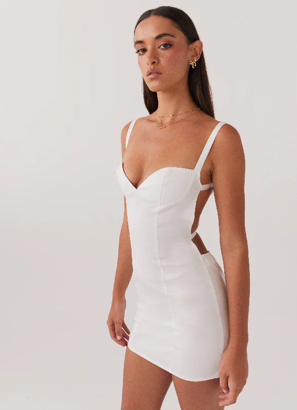 Naomi Backless Mini Dress - White