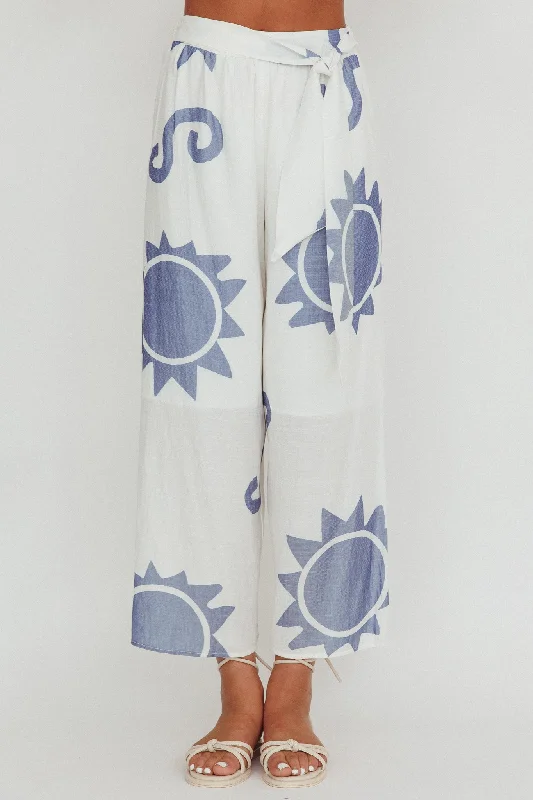 Nectar Sun Print Wide Leg Pants Blue