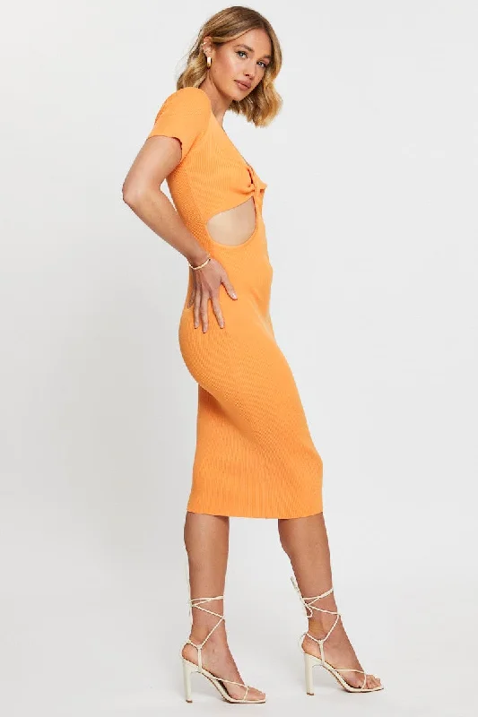 Orange Mini Dress Halter Neck