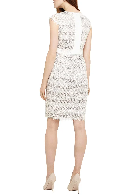 Ivory Ally Layered Lace Cap Sleeves Dress