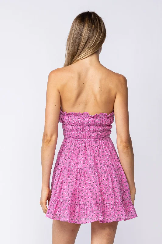 Sarah Pink Floral Strapless Mini Dress