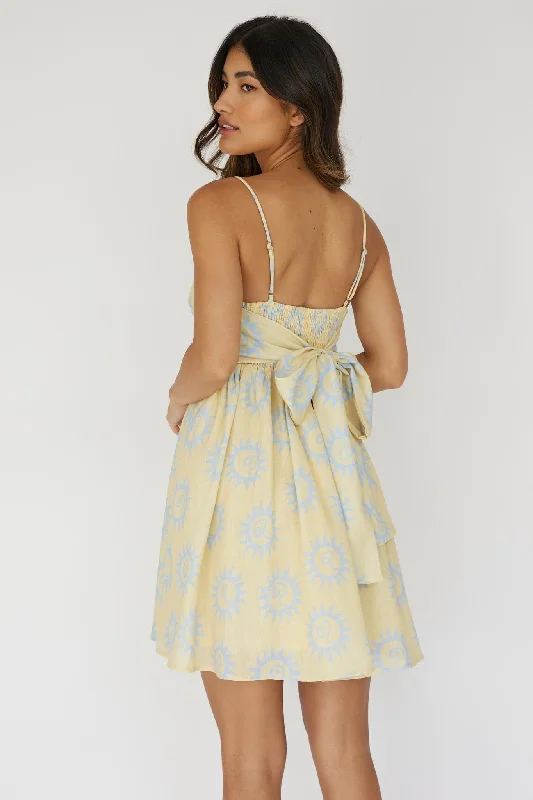 Sweet Solace Back Tie Mini Dress Sun Yellow