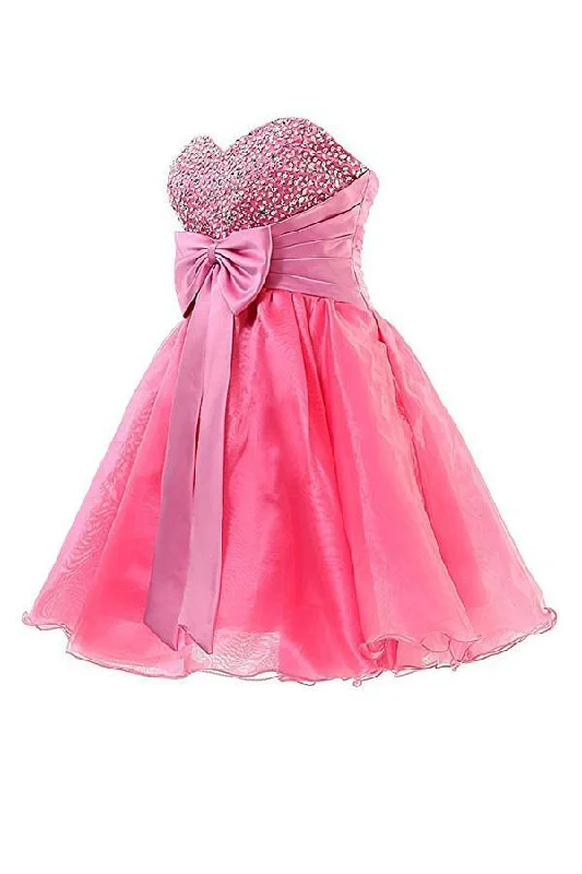 Sweetheart Organza Short Prom Dresses Homecoming Dresses PG063