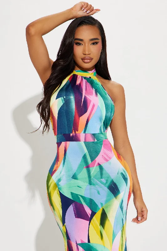 Tiana Backless Maxi Dress - Multi Color