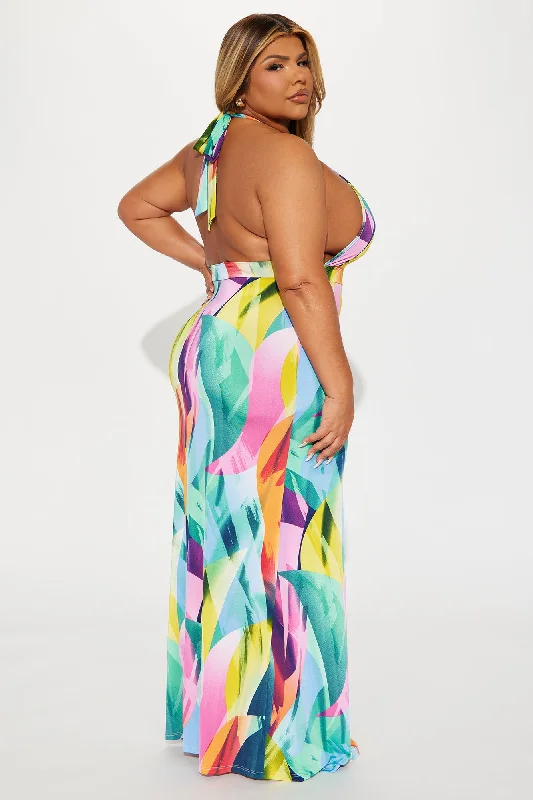 Tiana Backless Maxi Dress - Multi Color