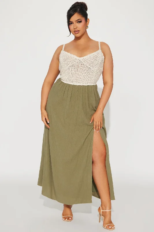 Vacation In The Tropics Maxi Dress - Olive/combo