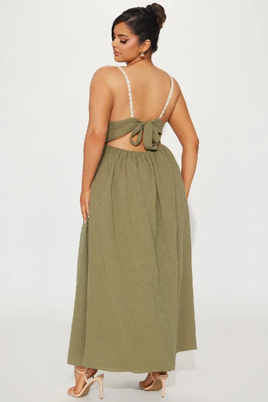 Vacation In The Tropics Maxi Dress - Olive/combo