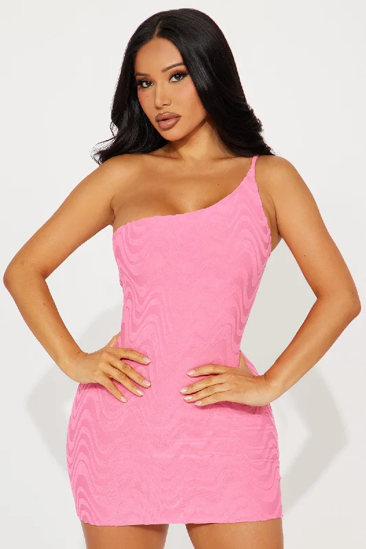 Wavy Baby Terry Micro Mini Dress - Pink