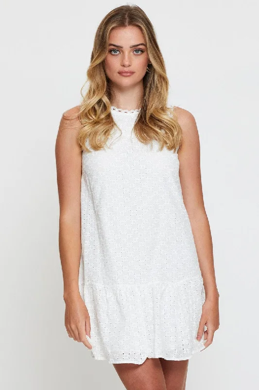 White A Line Dress Mini