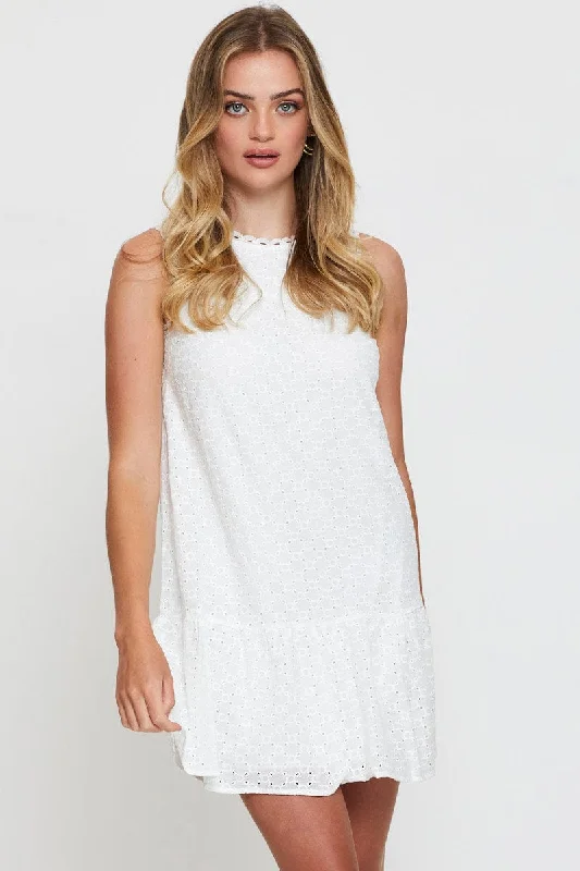 White A Line Dress Mini