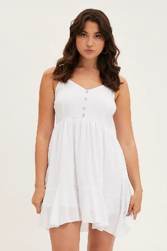 White Chiffon Skater Dress