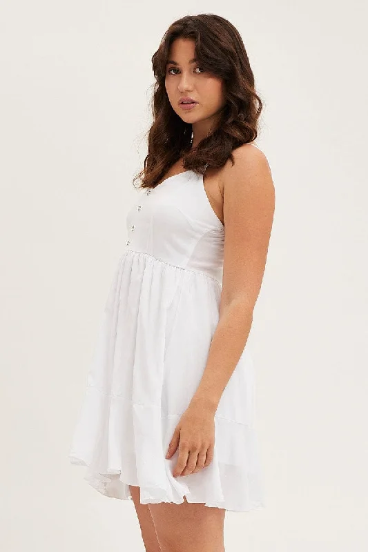 White Chiffon Skater Dress