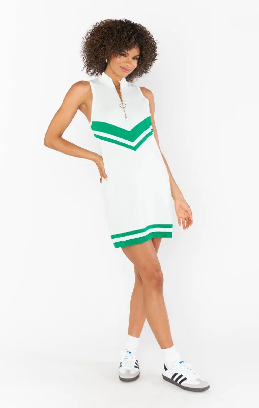 Zoe Zip Dress ~ Green Stripe Knit