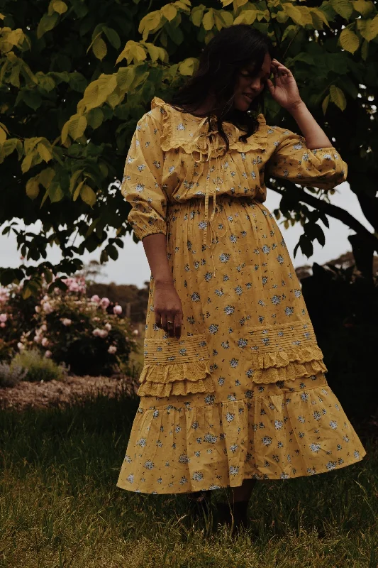 100% RECYCLED COTTON - ABERDEEN LEMON FLORAL DRESS