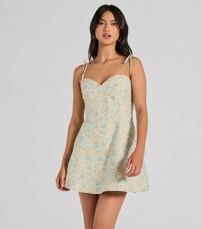 Adorable Confidence Floral Jacquard Skater Dress