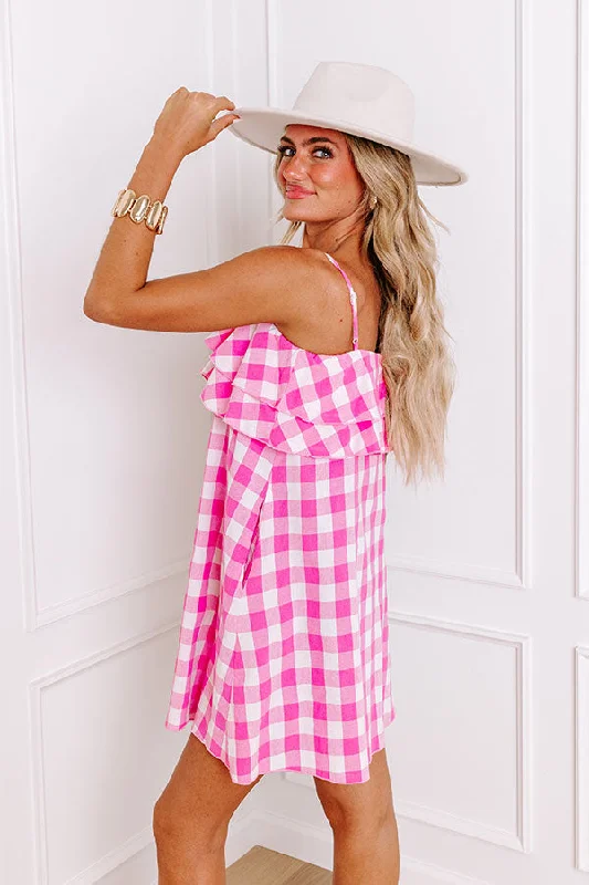 Alfresco Allure Gingham Mini Dress in Pink