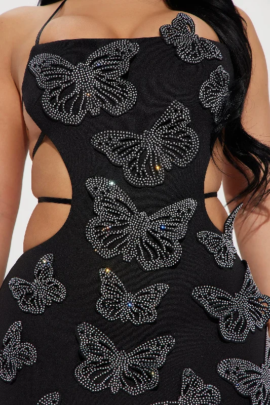 Annicka Butterfly Mini Dress - Black