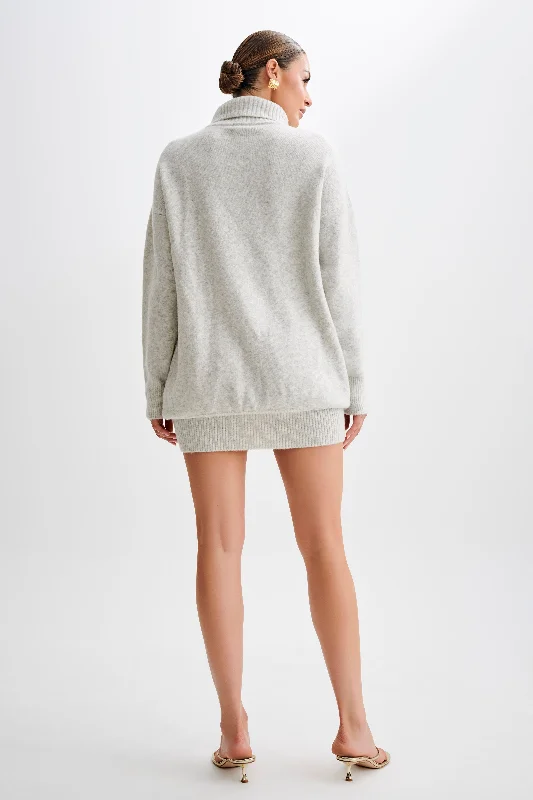 Celeste Long Sleeve Knit Mini Dress - Grey Marle