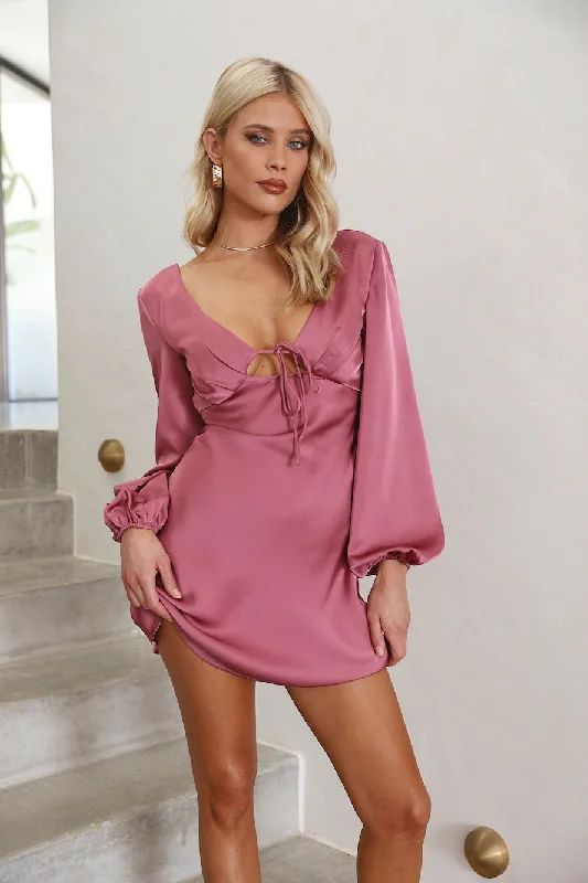 Dream Date Satin Mini Dress Rose