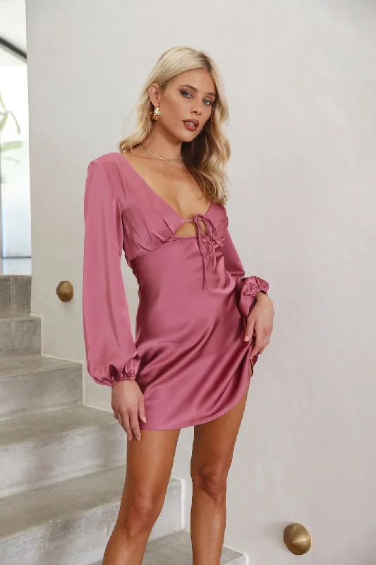 Dream Date Satin Mini Dress Rose