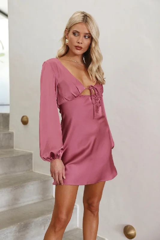 Dream Date Satin Mini Dress Rose