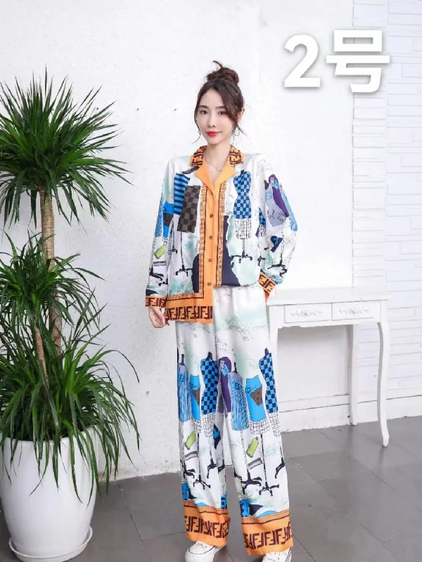 Print F D Shirt & Wide Leg Pants Coord Set