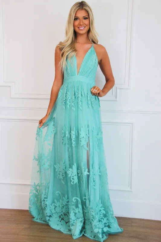 Here Comes the Bride Maxi Dress: Turquoise