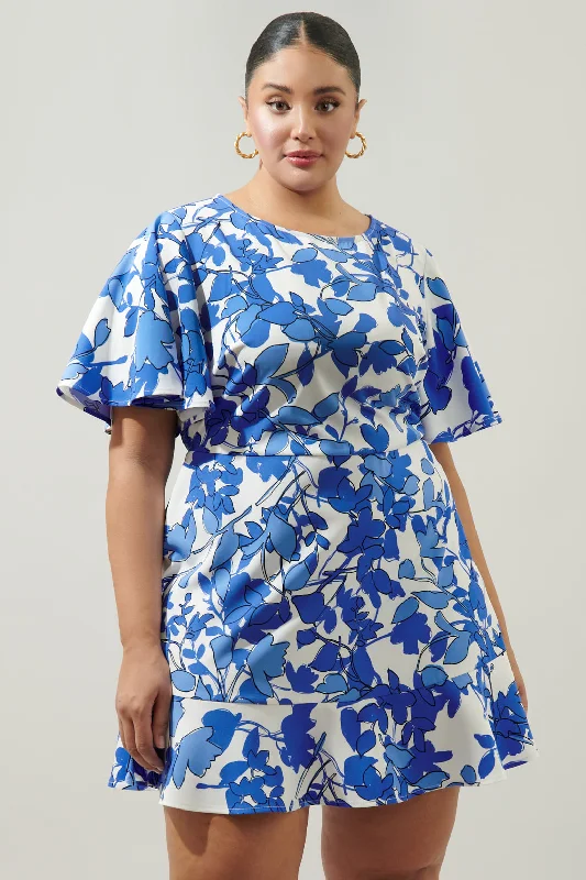 Khol Floral Flouncy Mini Dress Curve