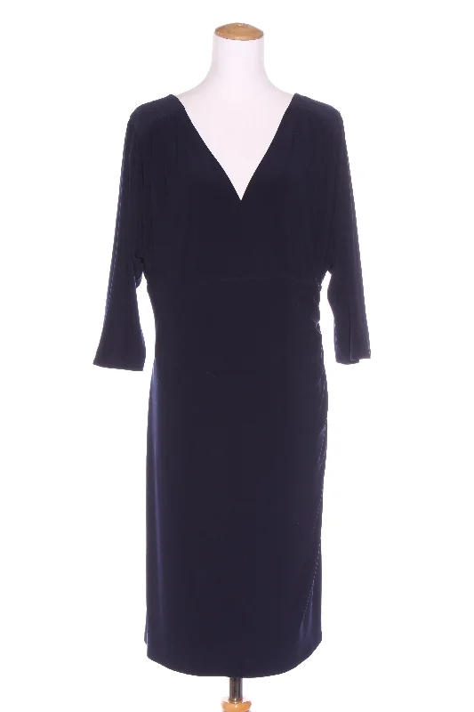 LAUREN - RALPH LAUREN - Navy jersey knit cross over dress! 16-18