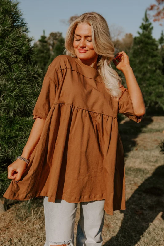 Lovely Tokens Mini Tunic Dress In Rust