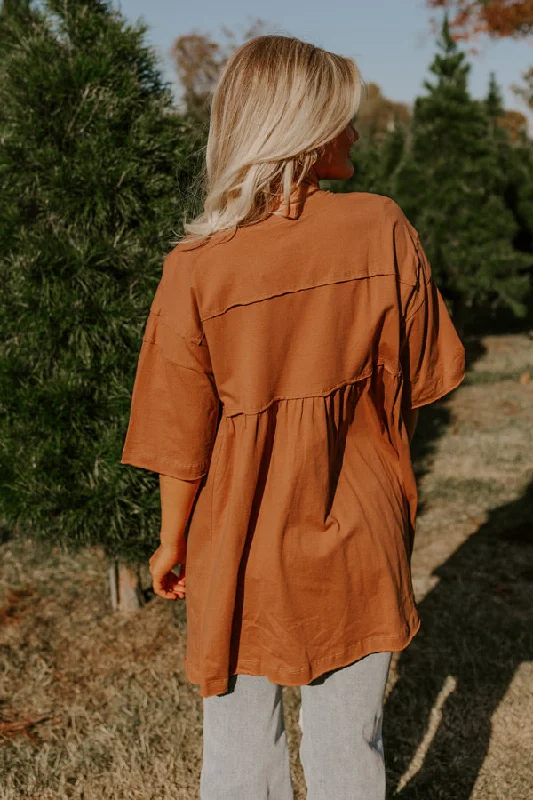 Lovely Tokens Mini Tunic Dress In Rust