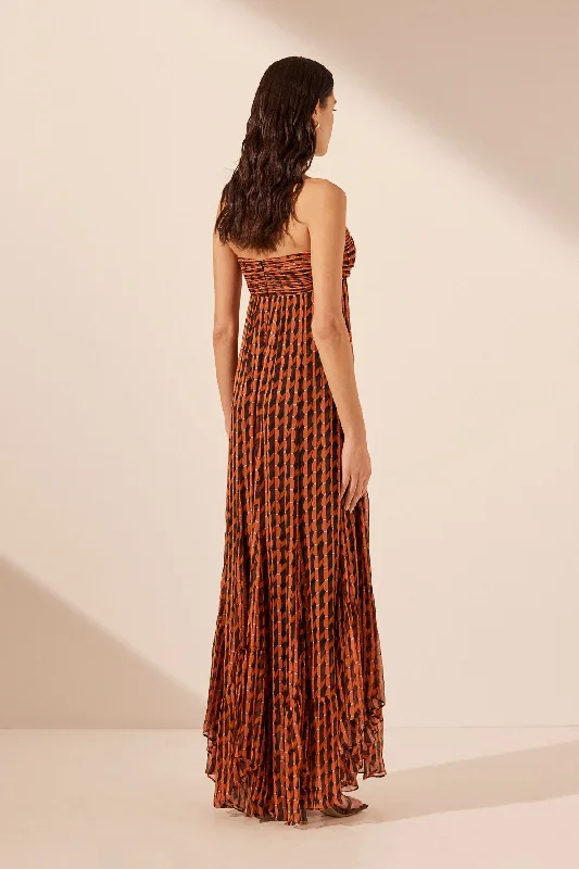 MARTINA RUCHED BODICE GODET MAXI DRESS