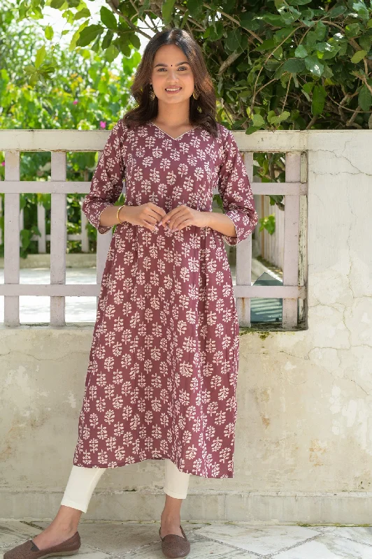 Mauve Side Ruffled Kurta