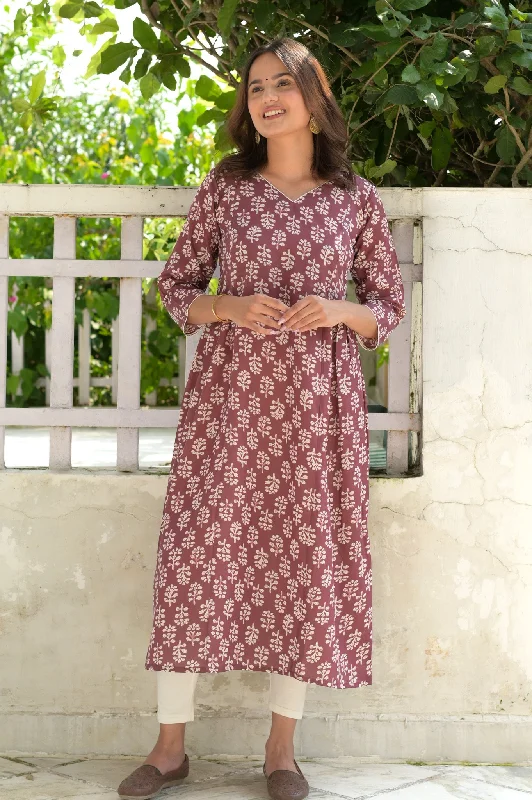 Mauve Side Ruffled Kurta