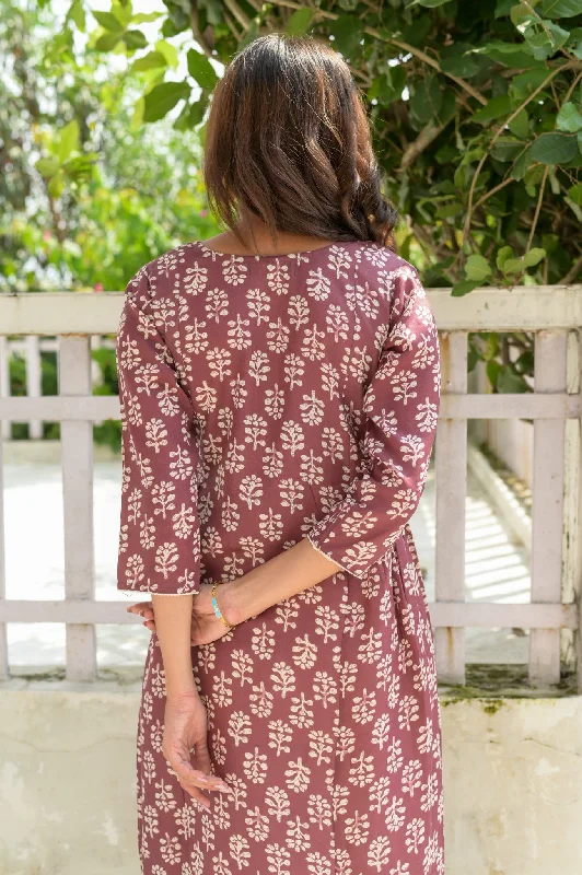 Mauve Side Ruffled Kurta