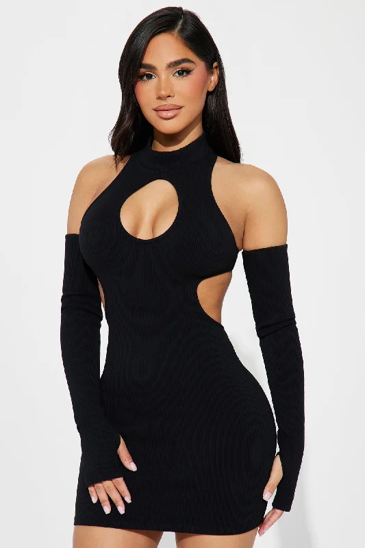 Nia Snatched Mini Dress - Black