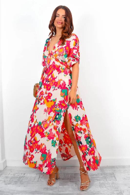 Once In A Lifetime - White Red Multi Print Maxi Dress