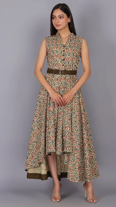 Paisley Printed Flared Maxi Dress